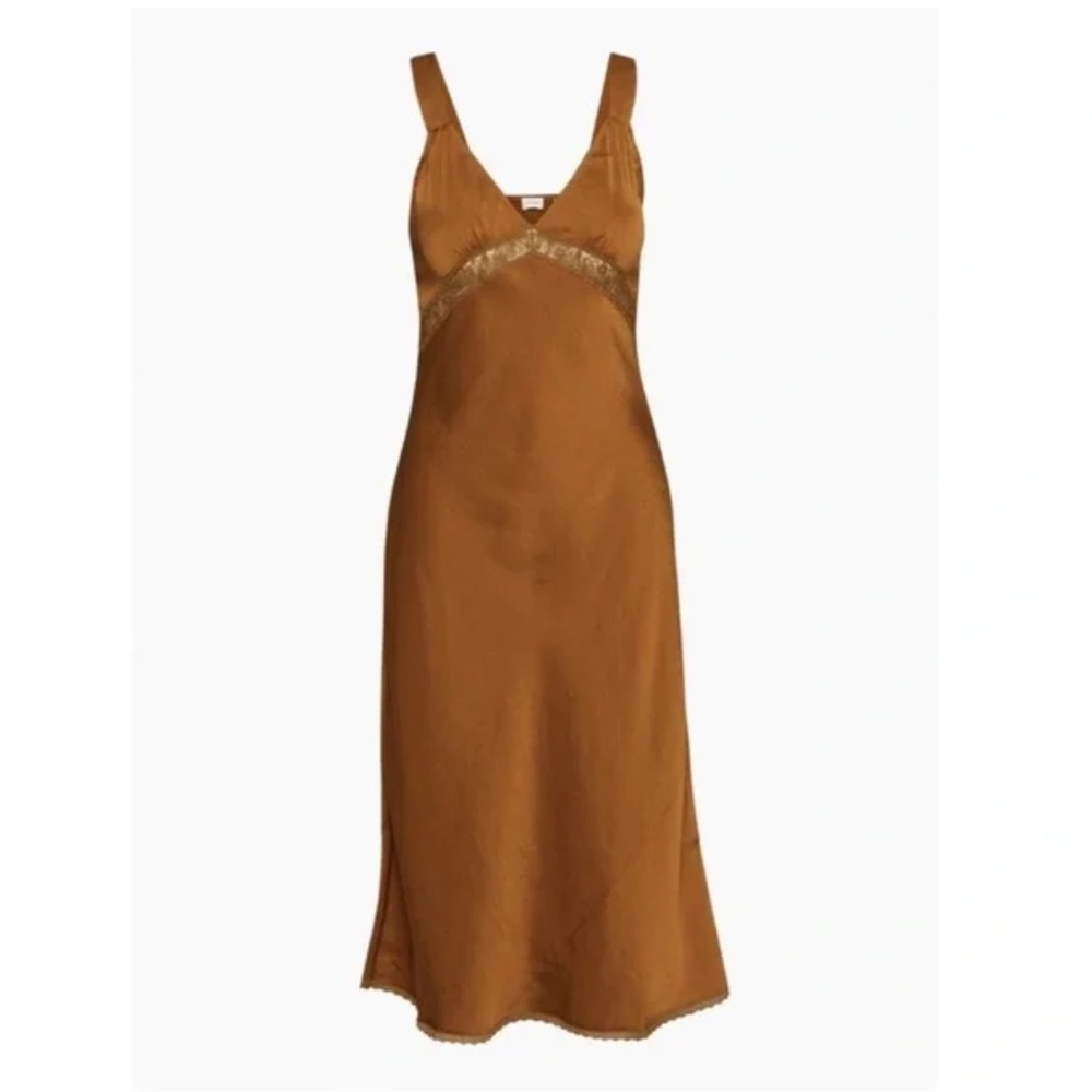 Wilfred Twilight lace slip dress in rich Chestnut Brown size S